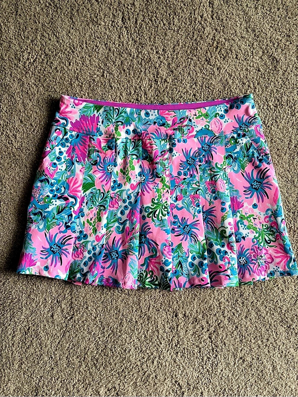 Lilly Pulitzer priska Luxletic Skort Floral Mini Skort in Pink & Blue Size 12